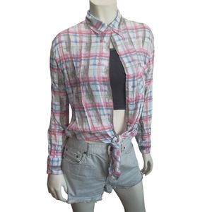 Free People We the Free Tie Front XSmall Long Sleeve Button Down Shirt